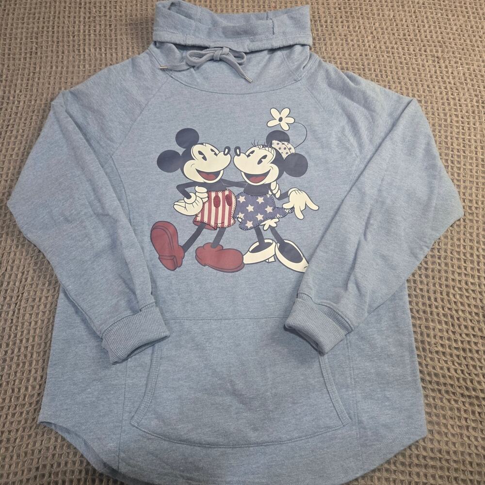Disney Embroidered Blue Mickey and Minnie Sweater Size Small #1087